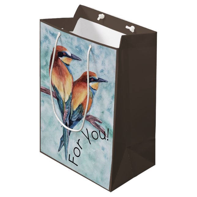 Bolsa De Regalo Mediana Pareja de aves tropicales (Angulo Anverso)