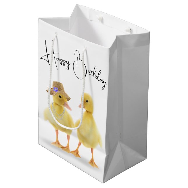 Bolsa De Regalo Mediana Pareja de Duckling Birthday (Angulo Anverso)