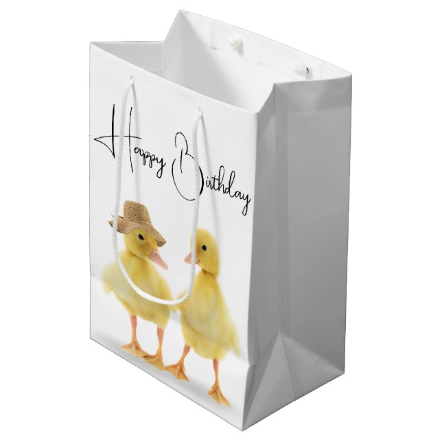 Bolsa De Regalo Mediana Pareja de Duckling Birthday (Angulo Anverso)