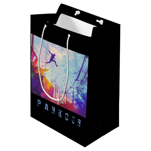 Bolsa De Regalo Mediana Parkour Urban Free Running Free Styling Sports Art (Angulo Anverso)
