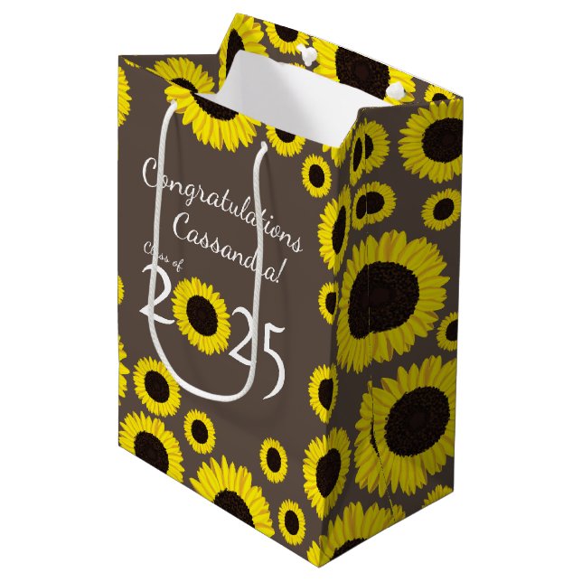 Bolsa De Regalo Mediana Partido de Graduación del País Sunflowers (Angulo Anverso)