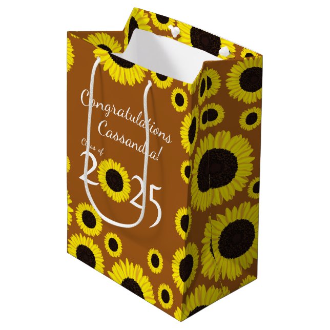Bolsa De Regalo Mediana Partido de Graduación del País Sunflowers (Angulo Anverso)