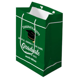 Bolsa De Regalo Mediana Partido de Graduación Green White Graduate Persona