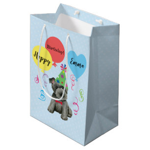 Bolsa De Regalo Mediana Partido de los Cumpleaños Globos Escocia Terrier