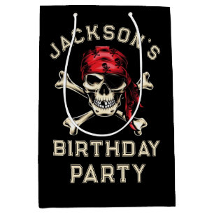 Bolsa De Regalo Mediana Partido Pirata Salty Skull Adulto Negro