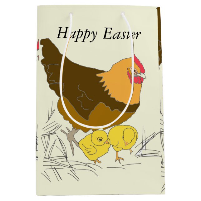 Bolsa De Regalo Mediana Pascua de pollo y chichas (Anverso)
