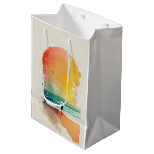 Bolsa De Regalo Mediana Pasear por el Waves Resumen de Arte de Playa