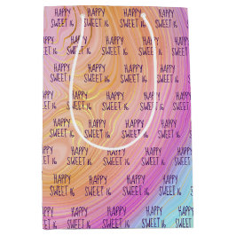 Bolsa De Regalo Mediana Pastel Arcoiris Swirl Sweet 16