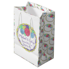 Bolsa De Regalo Mediana Pastel de Boda floral en niveles de Rosas de escar