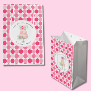 Bolsa De Regalo Mediana Pastel De Color Agua De moda Con Panadería De Rosa