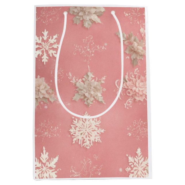 Bolsa De Regalo Mediana Pastel de copas de nieve rosa (Anverso)
