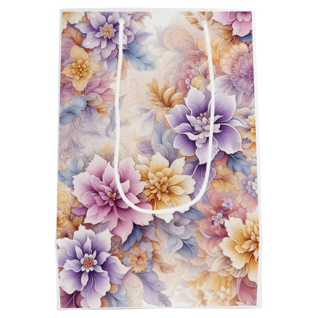 Bolsa De Regalo Mediana Pastel Floral Gift Bag For Her (Reverso)