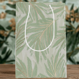 Bolsa De Regalo Mediana Pastel Green Tropical Palm Tree Holiday