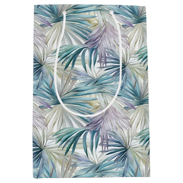 Bolsa De Regalo Mediana Pastel Palm Leaf Pattered (Anverso)