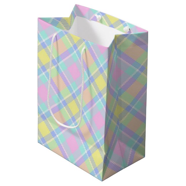 Bolsa De Regalo Mediana Pastel plaid (Angulo Anverso)