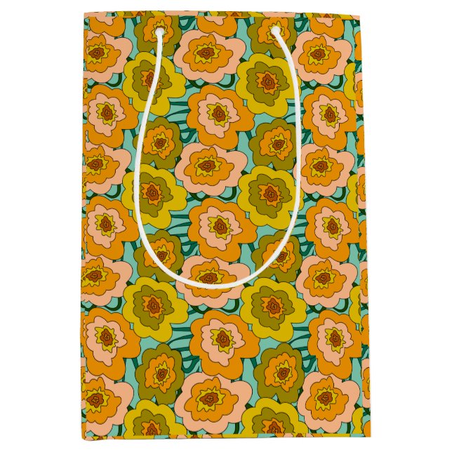 Bolsa De Regalo Mediana Pastel Poppies Wrapping Paper Bag (Anverso)