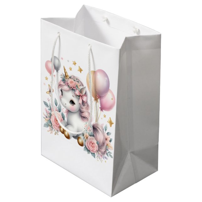 Bolsa De Regalo Mediana Pastel Unicorn (Angulo reverso)