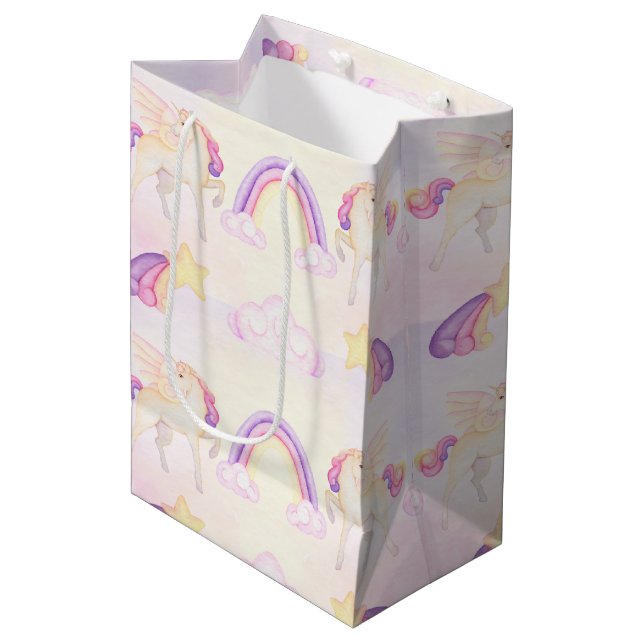Bolsa De Regalo Mediana Pastel Unicorn Pegasus (Angulo Anverso)