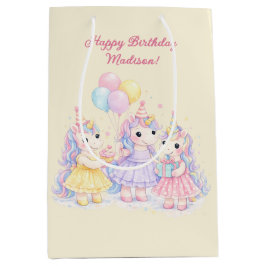 Bolsa De Regalo Mediana Pastel Watercolor Unicorn Girls Birthday