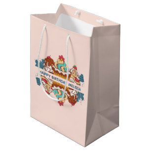 Bolsa De Regalo Mediana Pasteles de estilo retro postre dulce Cumpleaños