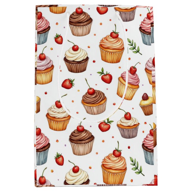 Bolsa De Regalo Mediana Pasteles y fresas (Anverso)