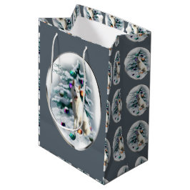 Bolsa De Regalo Mediana Pastor Alemán Blanco Navidad