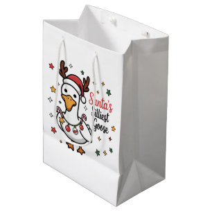 Bolsa De Regalo Mediana Pato Divertido Navideño Ganso Tonto Santa Mono Lin