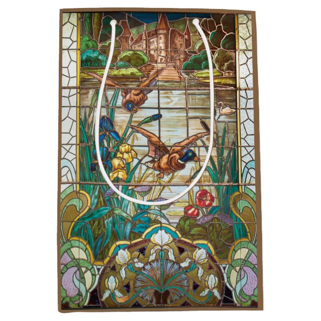 Bolsa De Regalo Mediana Patos de mallard de vidrio manchado (Anverso)