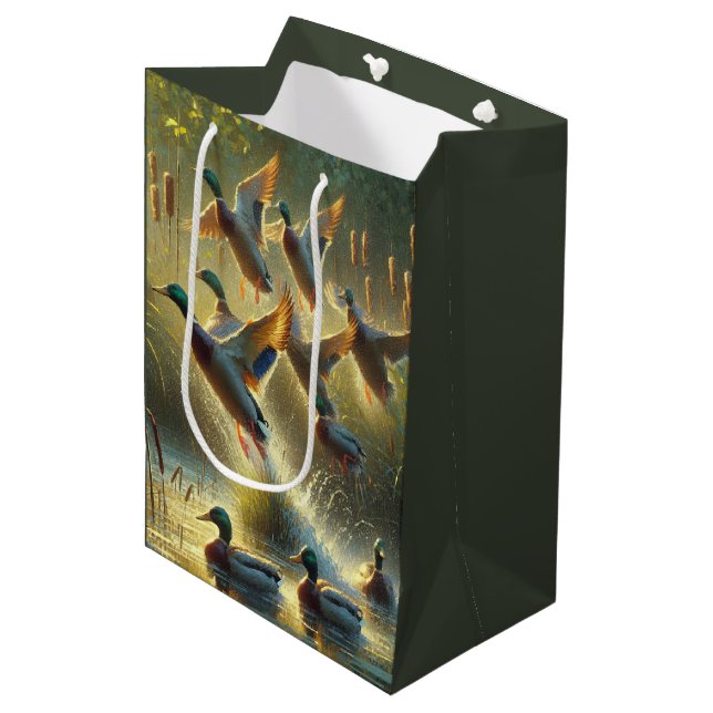 Bolsa De Regalo Mediana Patos Silbones de Cumpleaños y Aneas (Angulo Anverso)