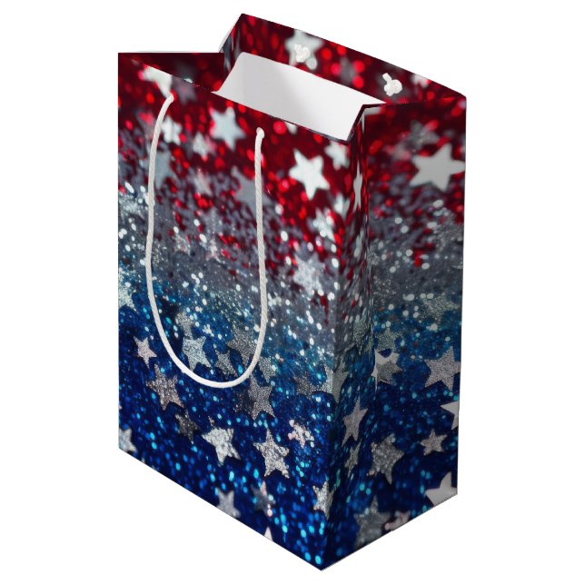 Bolsa De Regalo Mediana Patriotic Glitter (Angulo reverso)