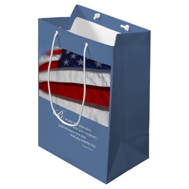 Bolsa De Regalo Mediana Patriótico, Bandera Americana (Angulo Anverso)