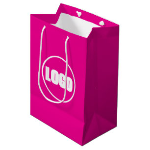 Bolsa De Regalo Mediana Patrocinador de Marca Empresarial Simple Rosa con 