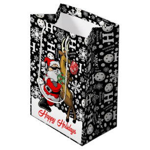 Bolsa De Regalo Mediana Patrocinadores de Pickleball Santa & Reindee Snowf