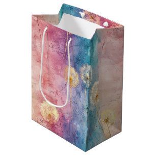 Bolsa De Regalo Mediana Patrón abstracto de diente de león vintage (3)