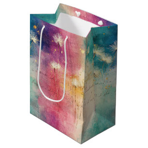 Bolsa De Regalo Mediana Patrón abstracto de diente de león vintage (4)