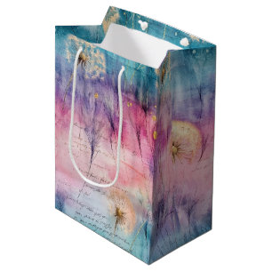 Bolsa De Regalo Mediana Patrón abstracto de diente de león vintage (6)