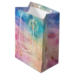 Bolsa De Regalo Mediana Patrón abstracto de diente de león vintage (7)