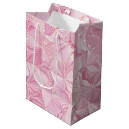 Bolsa De Regalo Mediana Patrón abstracto de geoda de oro mármol rosa