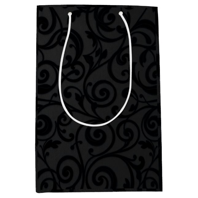 Bolsa De Regalo Mediana Patrón abstracto de negro con movimiento intrínsec (Anverso)