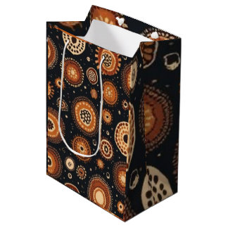 Bolsa De Regalo Mediana Patrón abstracto en negro, marrones y óxido