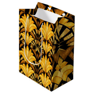 Bolsa De Regalo Mediana Patrón Abstracto Geométrico Neo Deco Oro