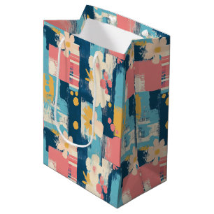 Bolsa De Regalo Mediana Patrón abstrato de color de agua vintage floral (5