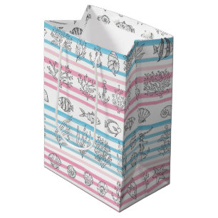 Bolsa De Regalo Mediana Patrón acuarela náutica retro (12)