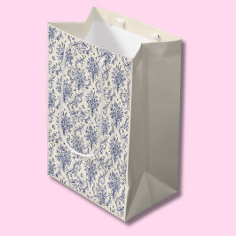 Bolsa De Regalo Mediana Patrón azul de Toile de Jouy de campo francés 