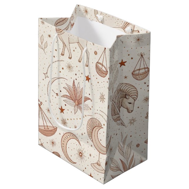 Bolsa De Regalo Mediana Patrón Botánico Celestial (1) (Angulo Anverso)