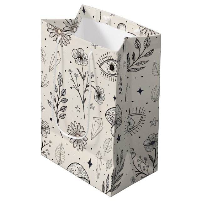 Bolsa De Regalo Mediana Patrón Botánico Celestial (3) (Angulo Anverso)