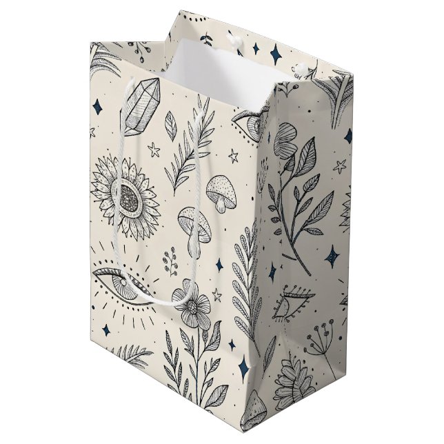 Bolsa De Regalo Mediana Patrón Botánico Celestial (4) (Angulo Anverso)