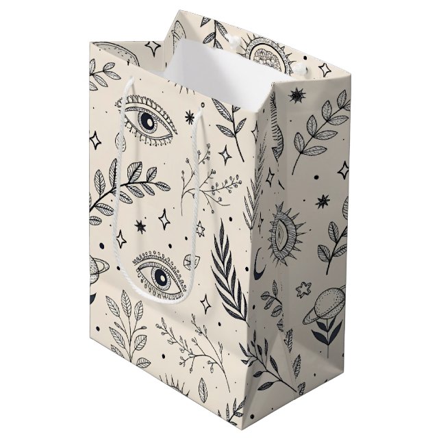Bolsa De Regalo Mediana Patrón Botánico Celestial (5) (Angulo Anverso)