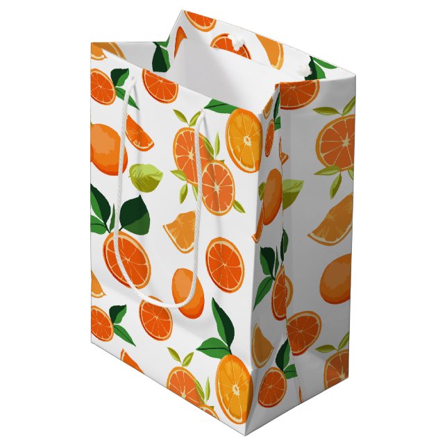 Bolsa De Regalo Mediana Patrón botánico de Citrus naranja (Angulo Anverso)