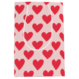 Bolsa De Regalo Mediana Patrón cardíaco rojo y rosa de San Valentín